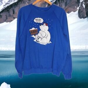 VTG 80s Alaska “Sumbitchen Weather” Sweatshirt XL Blue Polar Bear Single Stitch